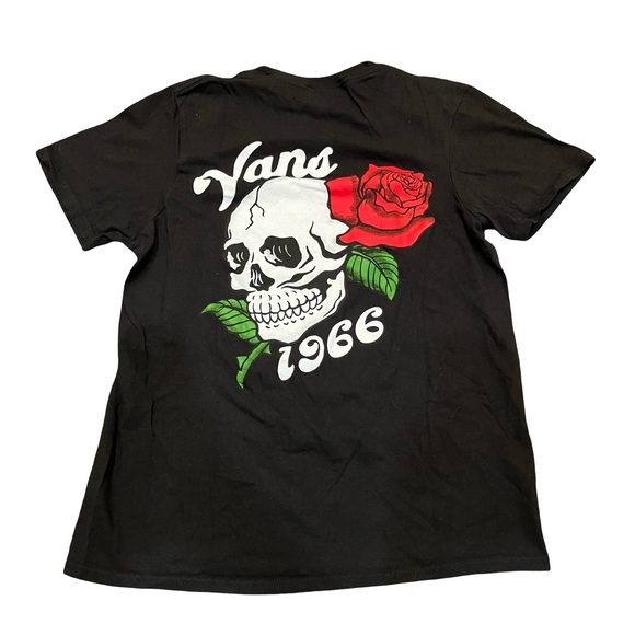 Vans Other - Vans Rambler Rose Tshirt Youth Small Black 1966 Graphic Print Skull Skater